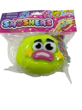 Orb Curiosities Smushers  Squishy Toy Neon Green Face